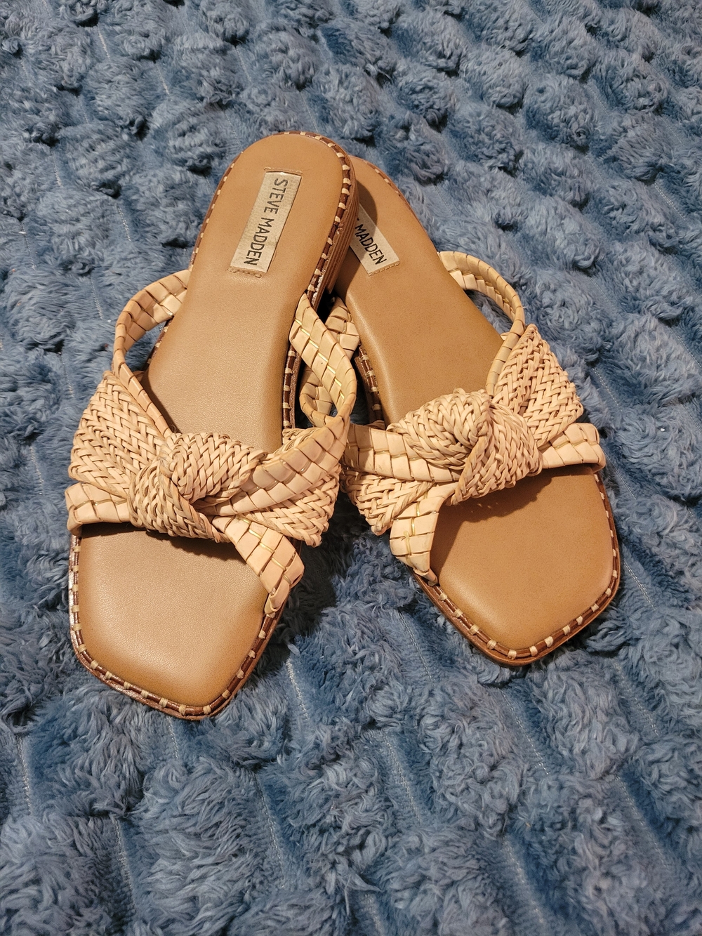 STEVE MADDEN Women's Tan Braided Slide Sandals 7.5